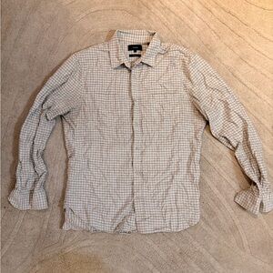 Vince Men's Plaid Button-Down Shirt in Beige and White